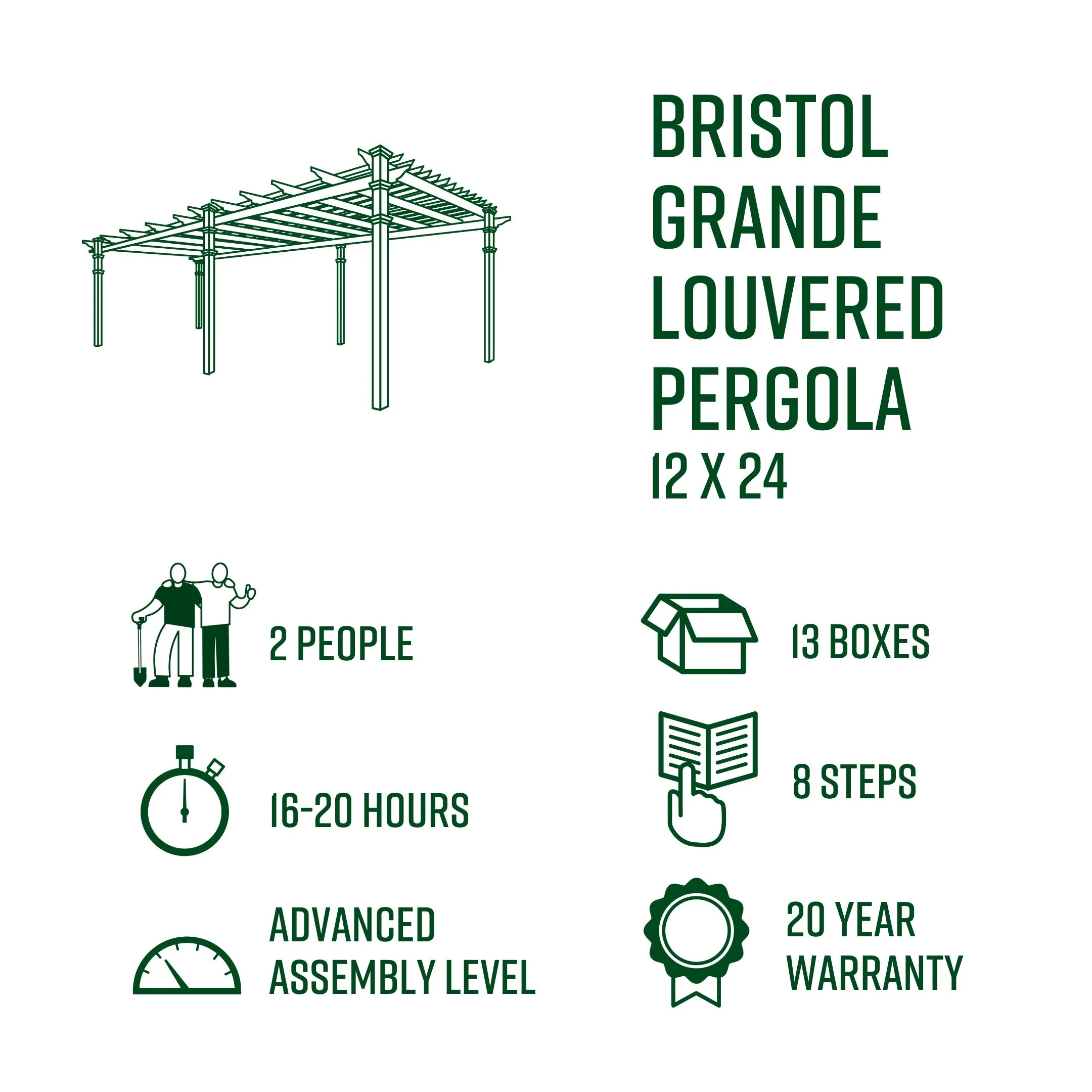 12x24 Bristol Grande Louvered Pergola - Image 10