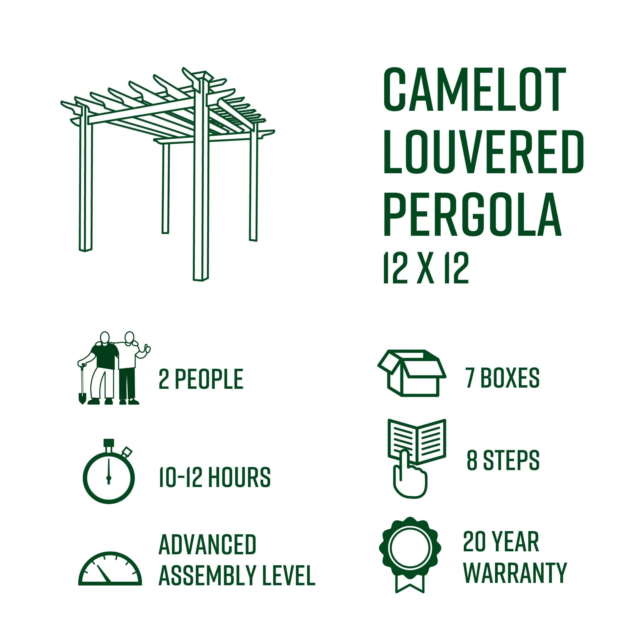 12x12 Camelot Louvered Pergola - Image 11