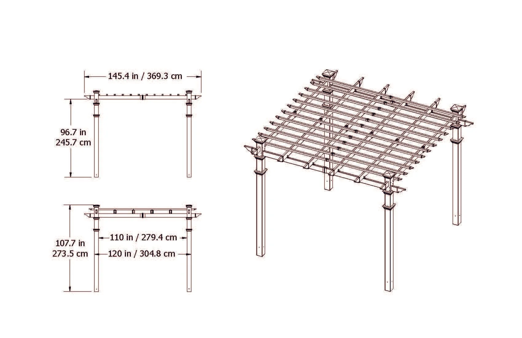 10x10 Deluxe Pergola with Tall Base Moldings and Canvas Weave - Image 10