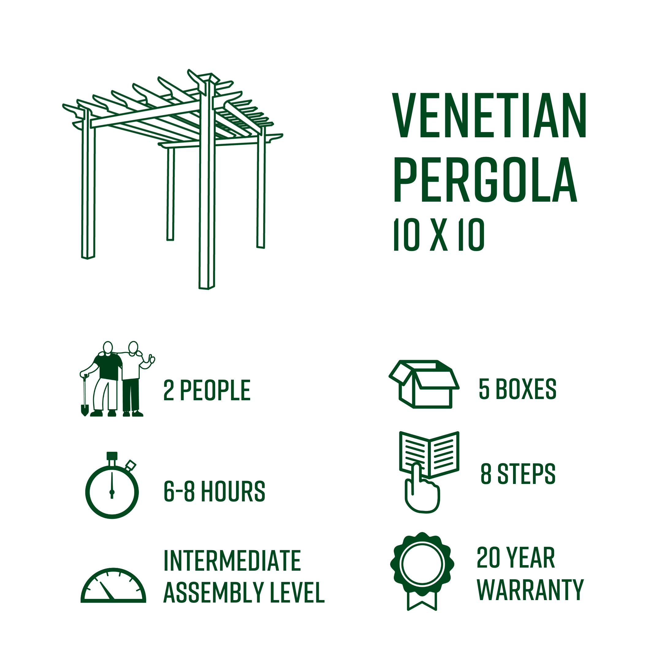 10x10 Deluxe Pergola with Tall Base Moldings and Canvas Weave - Image 7