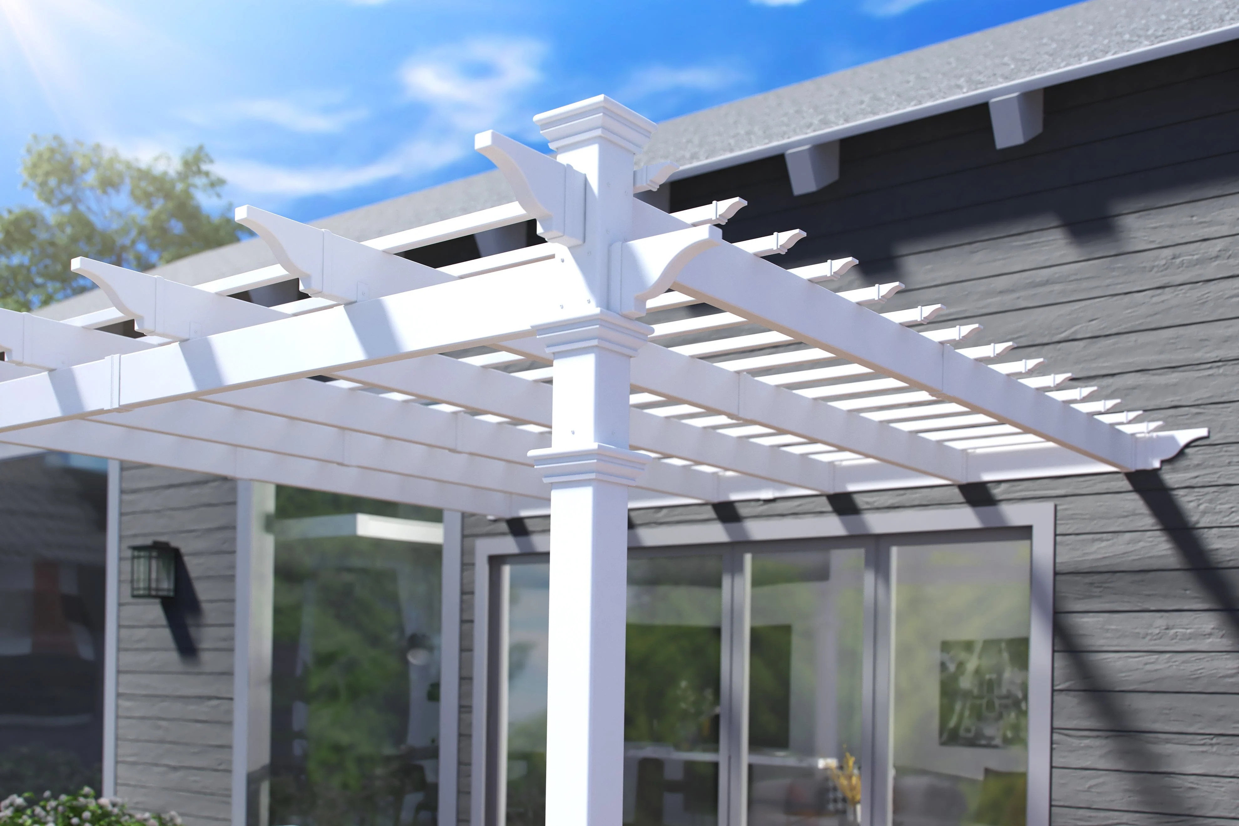 12x12 Freemont Attached Pergola - Image 3
