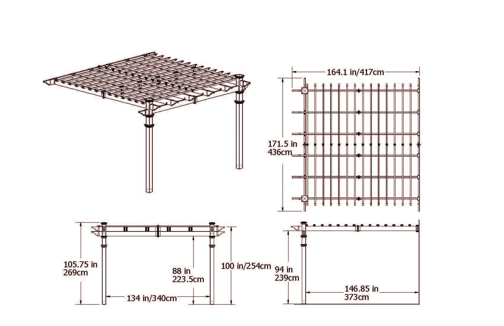 12x12 Freemont Attached Pergola - Image 8