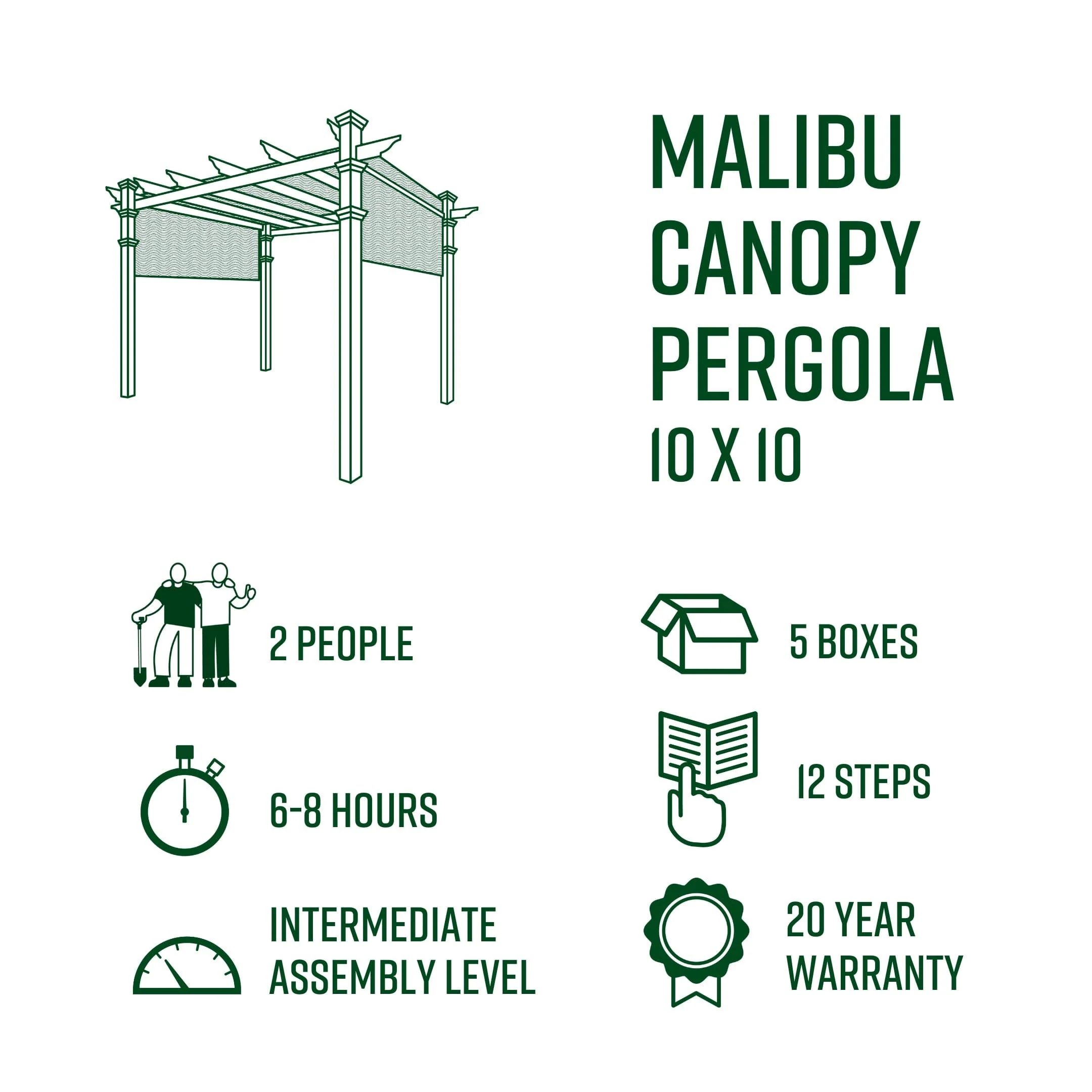 10x10 Malibu Canopy Pergola - Image 9